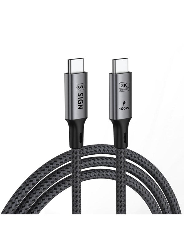 SiGN USB4 Thunderbolt 4 USB-C to USB-C Cable - 40Gbps - 8K 60Hz - 100W - 18m - BlackGrey