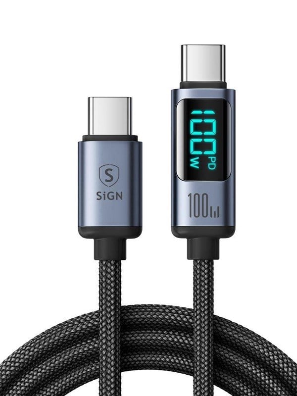SiGN USB-C to USB-C Cable 100W with Display - 2m - Black