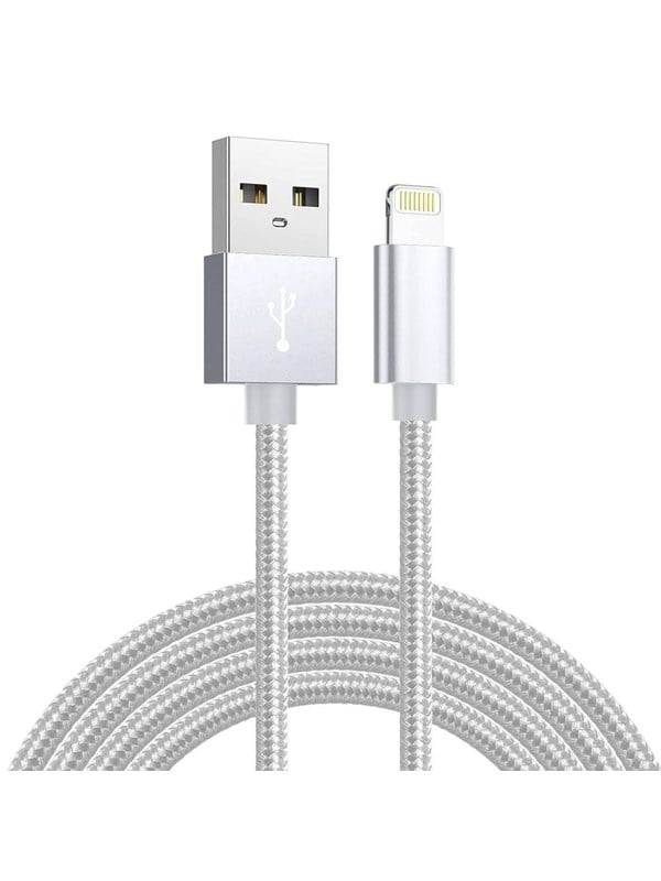 SiGN USB-A to Lightning Cable - 21A - 2m - Nylon - Silver