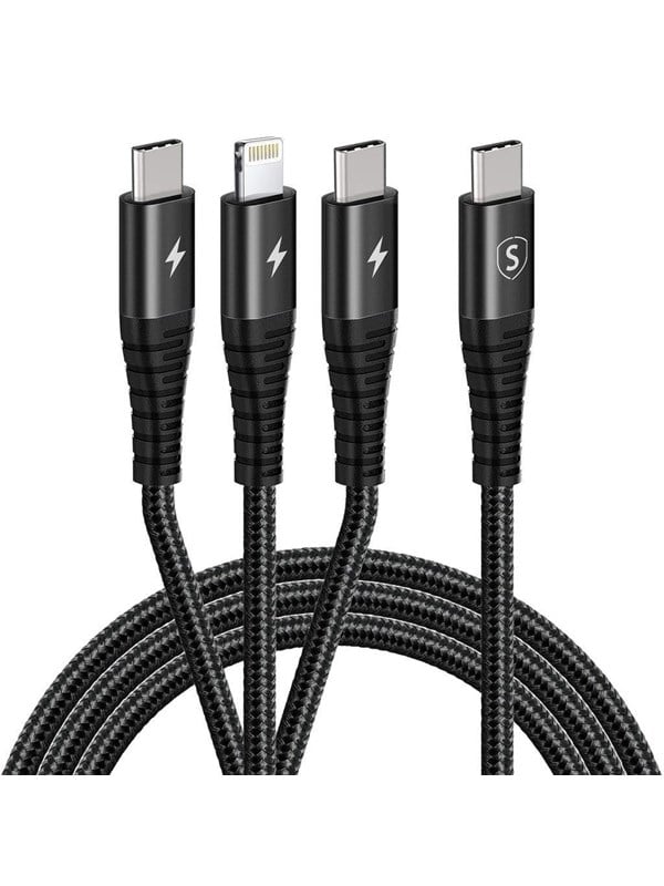 SiGN 3-in-1 USB-C cable Lightning 27W 2x USB-C 60W - Black