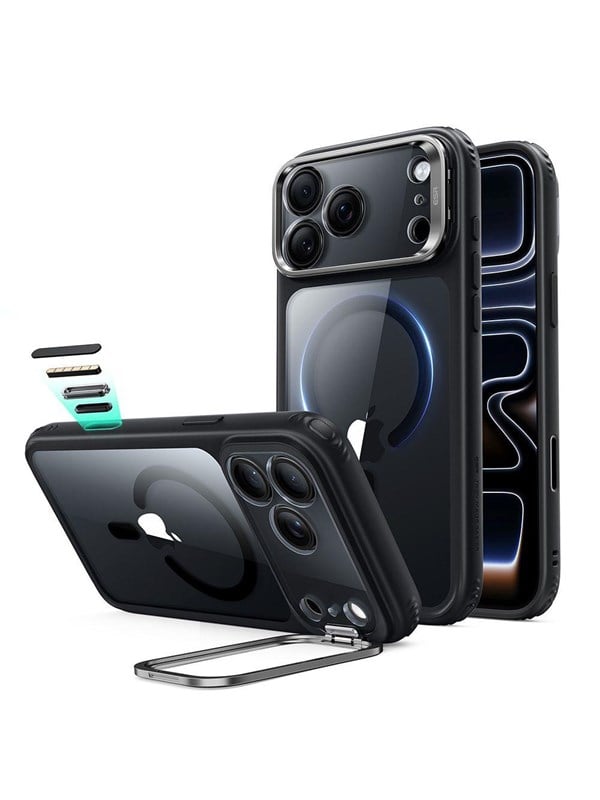 ESR Classic Hybrid Kickstand MagSafe Case for iPhone 18 Pro 17 Pro - Clear Black