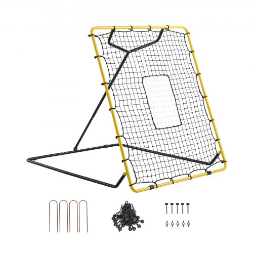 VEVOR Baseball Rebounder 1230 x 1393 mm mit 4 Verstellwinkeln und PE-Netz für Softballtraining & Freizeitspiele, Starker Rückprall für Fang- und Wurfübungen, Faltbares Rückprallnetz mit 4 Bodenankern