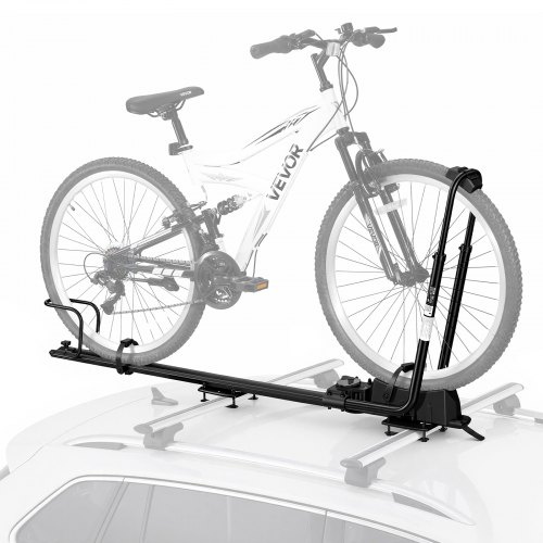 VEVOR Aufrechter Dachfahrradträger für 24–29 Zoll Fahrrad Klappbar Schwarz, Roadtrips, Aluminiumlegierung, Q235-Stahl, Fixierung ohne Rahmenkontakt, Doppelarmhalterung mit Sicherem Verriegelungssystem