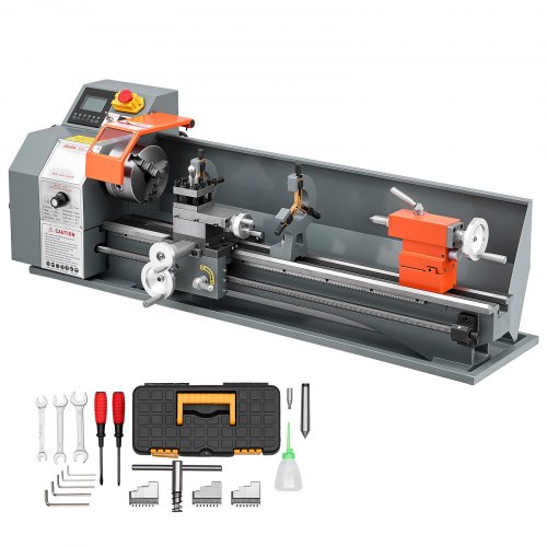 VEVOR Metalldrehmaschine 220 x 762 mm 1100 W Tischdrehmaschine 0–2500 U/min für Präzisions-Metallbearbeitung, Drehen und Gewindeschneiden, mit Halbautomatischem Steuerungssystem und Bürstenlosem Motor