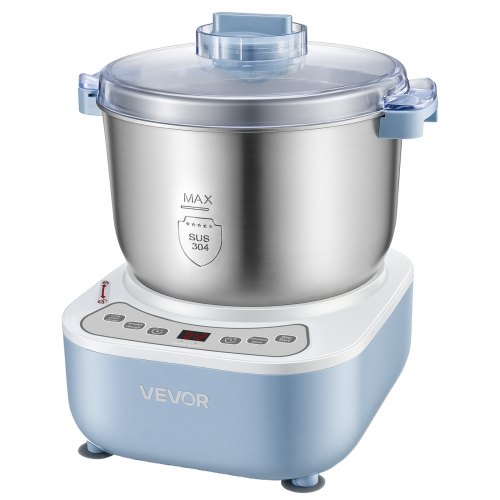 VEVOR Teigknetmaschine mit Gärfunktion 6,5 L Elektrische Teigmaschine 250 W für Brot, Pizza, Dampfbrötchen und Teigtaschen, mit Edelstahltopf, Digitalem Bedienfeld und Timer, bis zu 1600 g Mehl