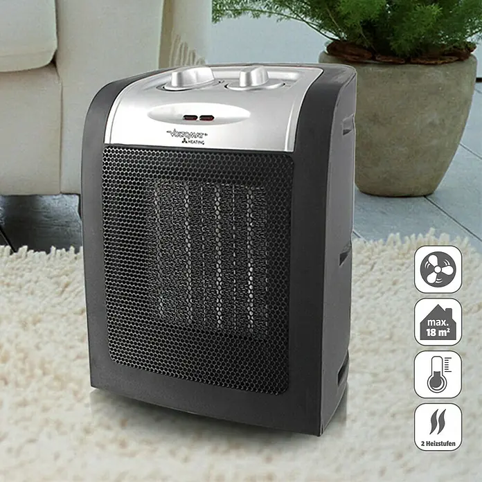 Voltomat HEATING Heizlüfter (900 kW - 1.800 W, Schwarz)