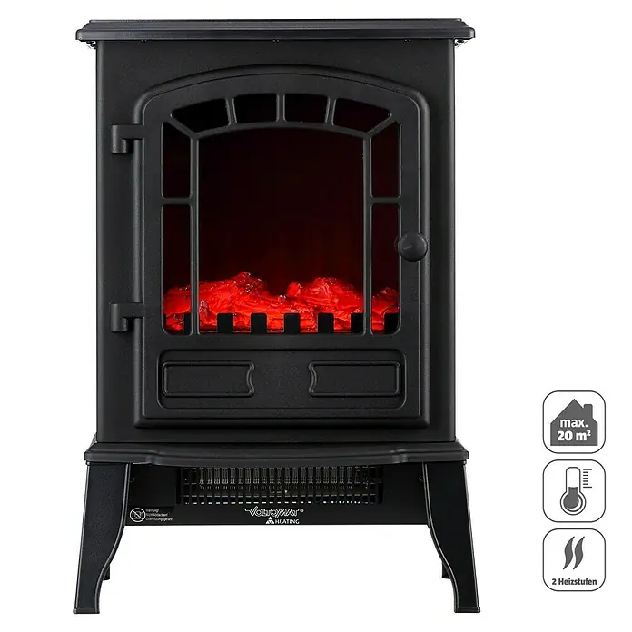 Voltomat HEATING Elektrischer Kamin (1.950 W, Schwarz, 24 x 39 x 56,5 cm)