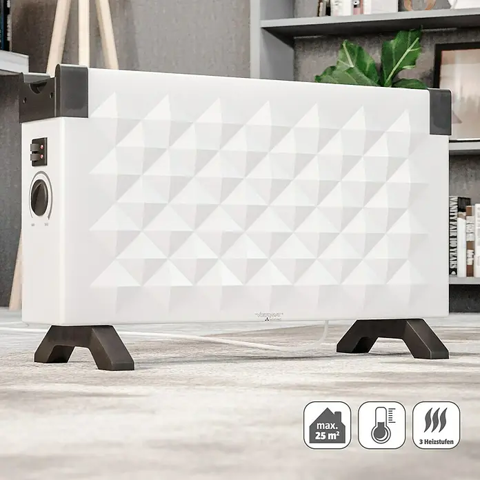 Voltomat HEATING Konvektorheizung Rombo (2.000 W, Raumgröße bis ca. 25 m², Weiß/Schwarz)