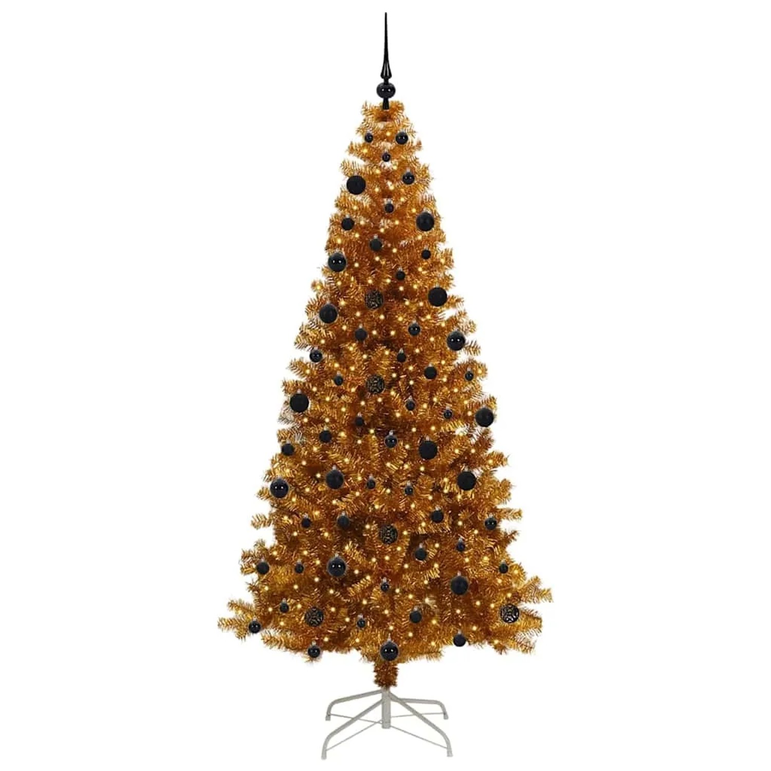 vidaXL Weihnachtsbaum mit 300 LEDs mit Ständer Gold 210 cm PET 3396635