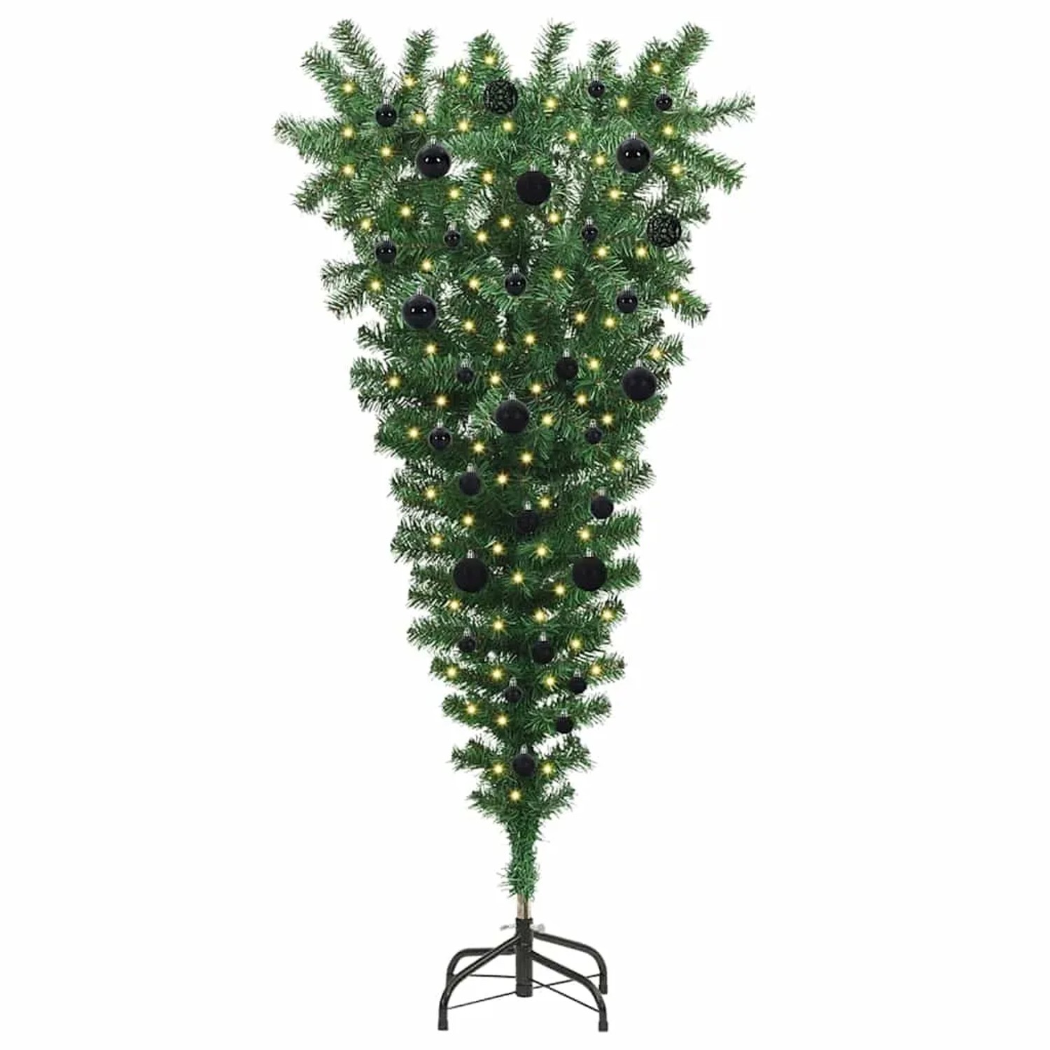 vidaXL Umgedrehter Kunst Weihnachtsbaum mit Kugelset Grün 150 cm PVC 3396852