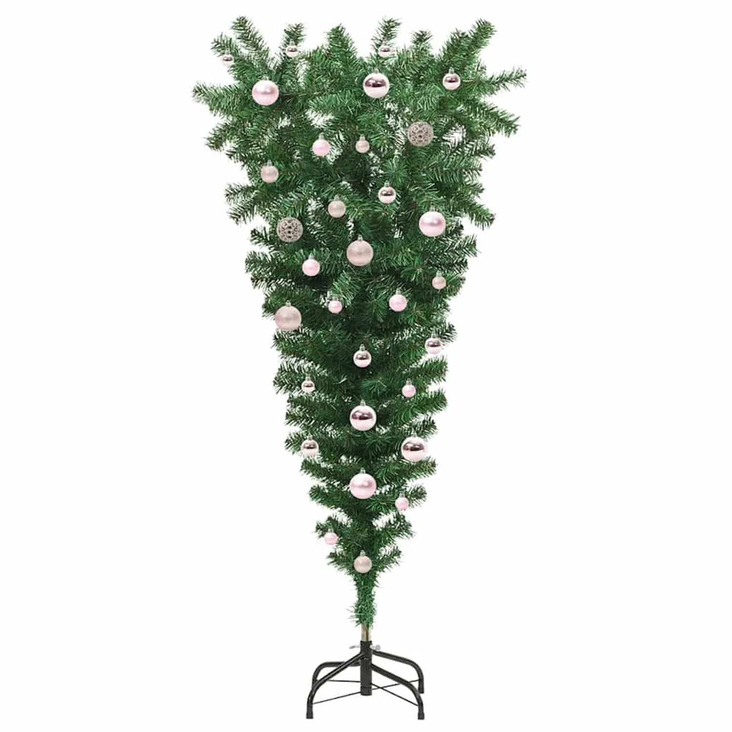 vidaXL Umgedrehter Kunst Weihnachtsbaum mit Kugelset Grün 150 cm PVC 3396853