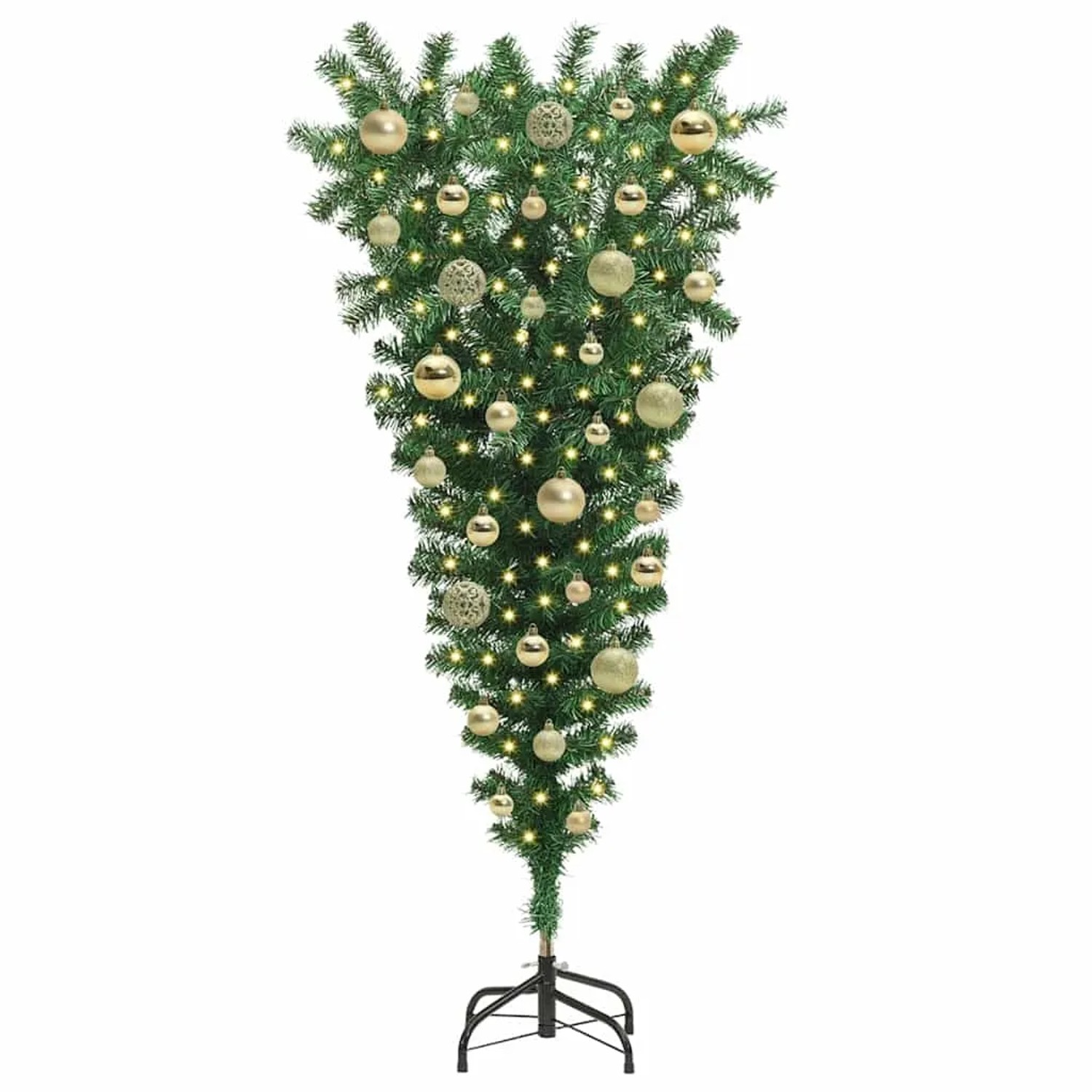 vidaXL Umgedrehter Kunst Weihnachtsbaum mit Kugelset Grün 120 cm PVC 3396846