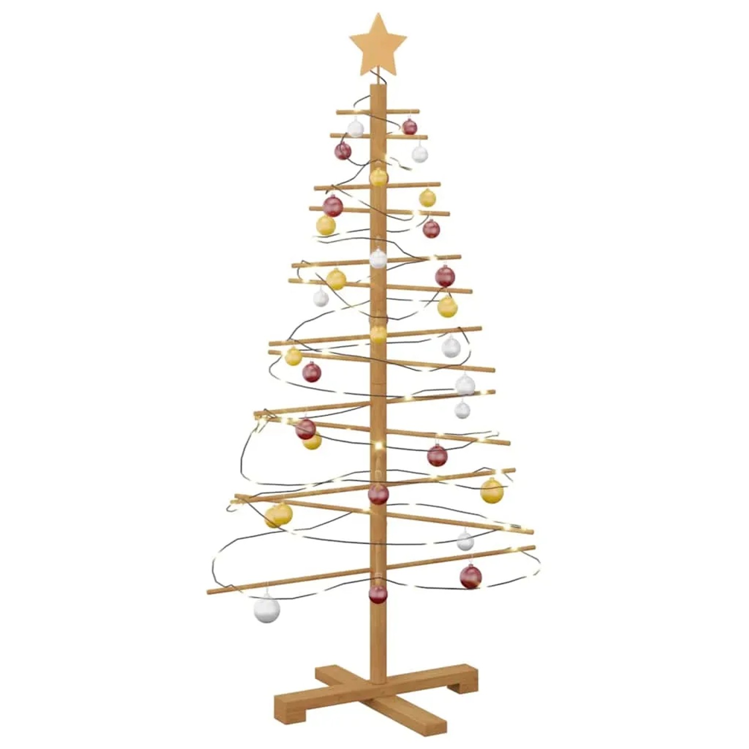 vidaXL Holz Weihnachtsbaum mit Ständer Braun 125 cm Bambus 42018050