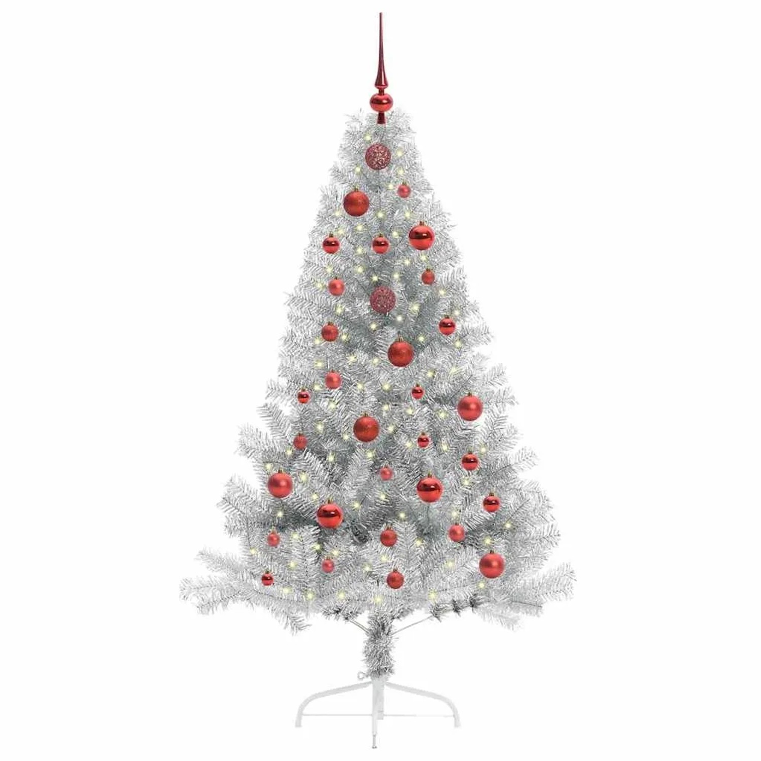 vidaXL Künstlicher Vorbeleuchteter Weihnachtsbaum Silber 150 cm 3397193