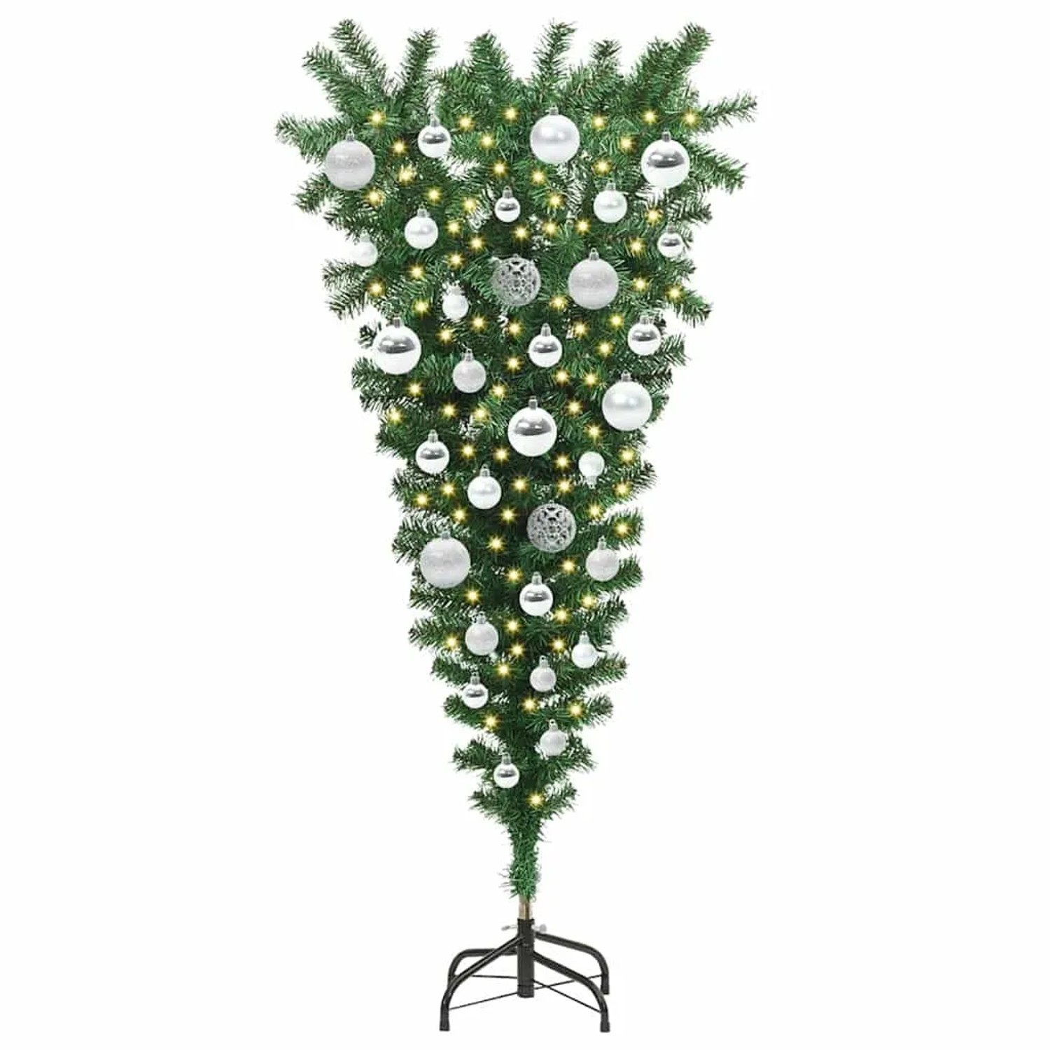 vidaXL Umgedrehter Kunst Weihnachtsbaum mit Kugelset Grün 120 cm PVC 3396847