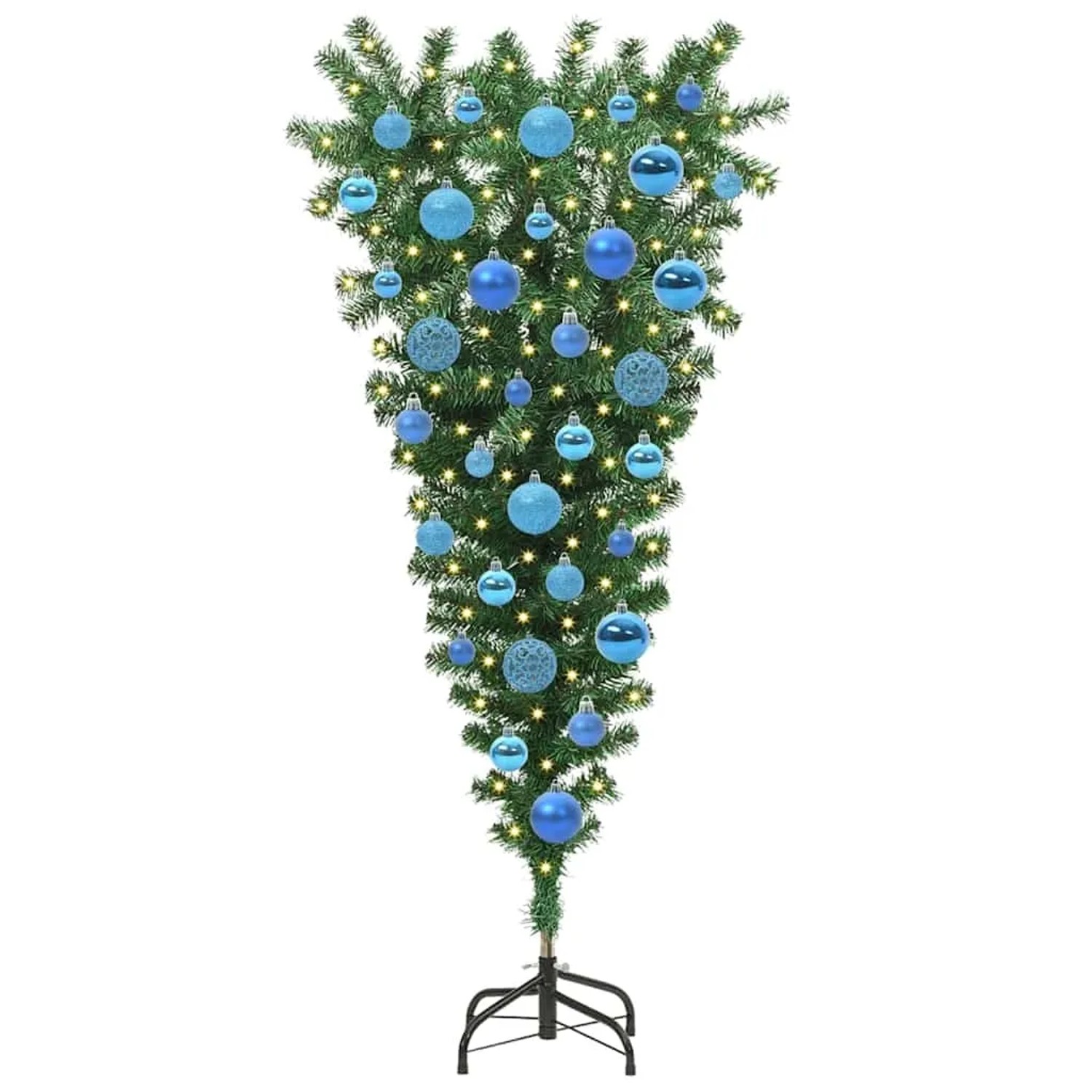 vidaXL Umgedrehter Kunst Weihnachtsbaum mit Kugelset Grün 120 cm PVC 3396849