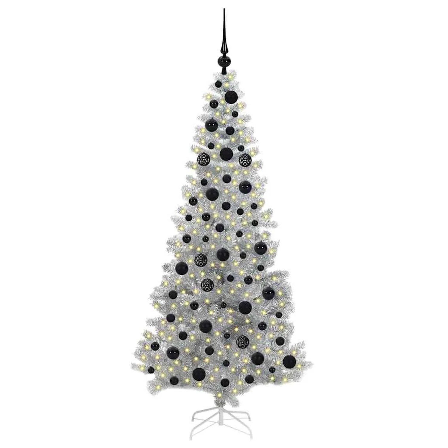 vidaXL Weihnachtsbaum mit 300 LEDs mit Ständer Silber 180 cm PET 3396675