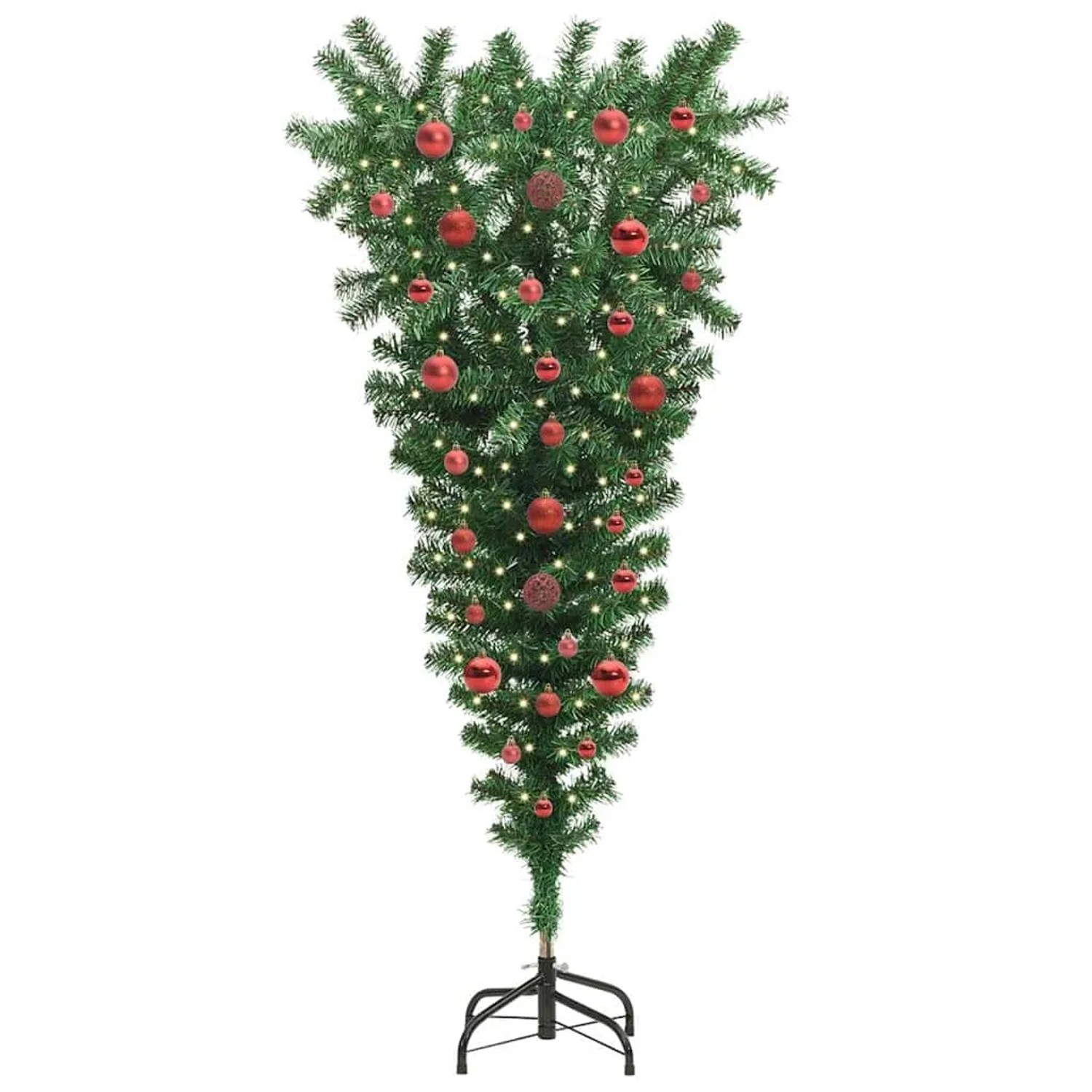 vidaXL Umgedrehter Kunst Weihnachtsbaum mit Kugelset Grün 150 cm PVC 3396851