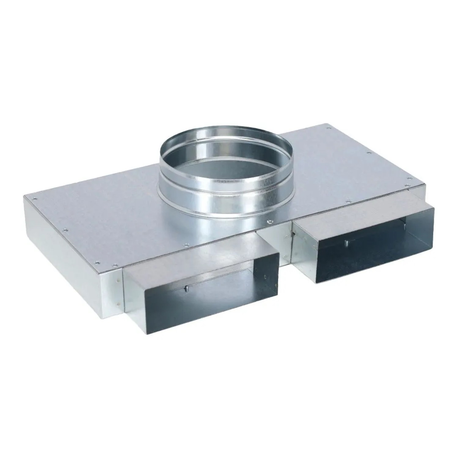 Subtiel Flachkanal Verteiler 150 x 50 mm Zwei Eingänge Ein Ausgang Ø 150 mm