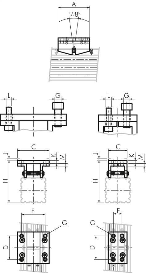 Pendelbrücke 63 mm Stablos schmal