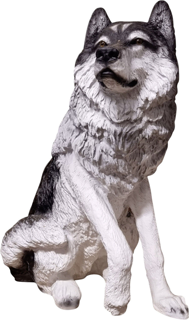 Dekofigur Wolf 70 x 36 x 55 cm schwarz-weiß
