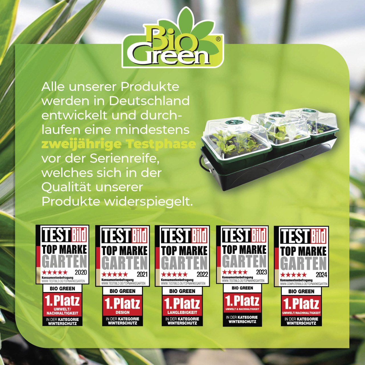 BioGreen Anzuchtstation Hollandia grün/schwarz 54 x 21 cm mit 3 Klimakammern beheizbar Bild 4