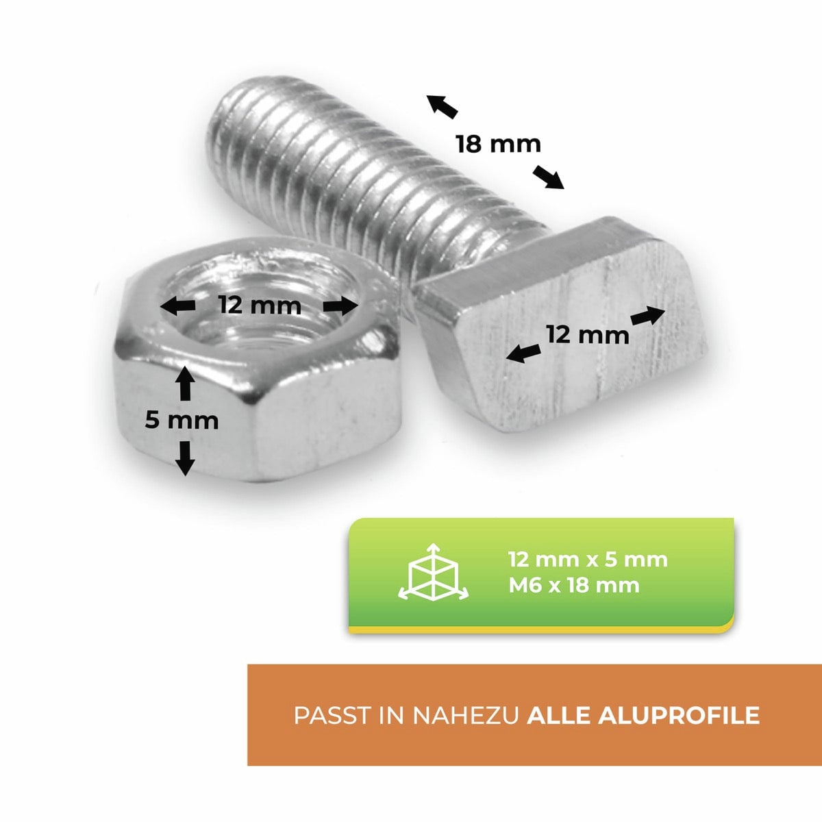 BioGreen Hammerkopfschrauben rostfrei mit Mutter M6 x 15 mm – 20 Stück Edelstahl Bild 2