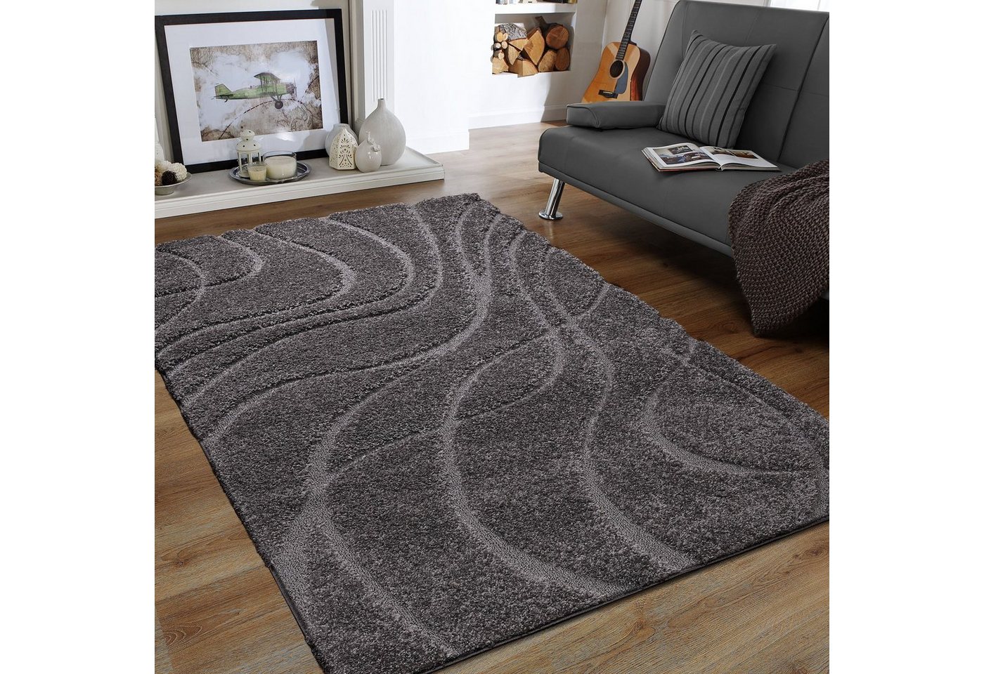 Sanat Hochflor-Teppich Luxus 3503, auch in Rund erhältlich, rechteckig, Höhe: 30 mm, robuster Langflor, weich, Wohnzimmer, Schlafzimmer