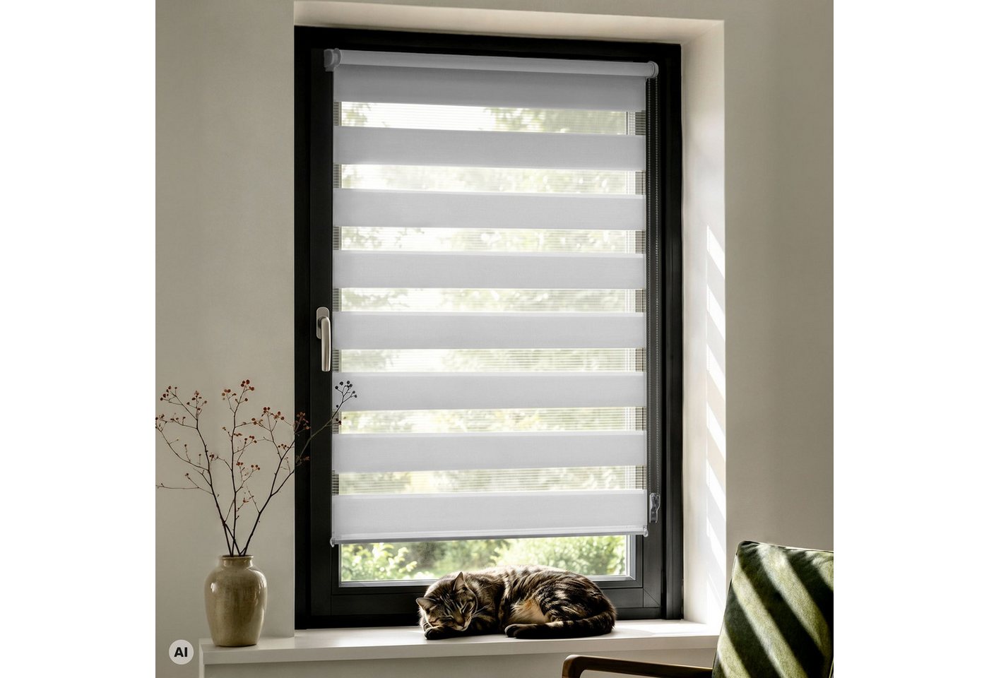 Doppelrollo Zevra Doppelrollo Duo Rollo 30x120cm hellgrau hellgrau, Victoria M., halbtransparent, ohne Bohren, freihängend, verschraubt, Feuchtraumgeeignet, Sichtschutz oder Durchsicht
