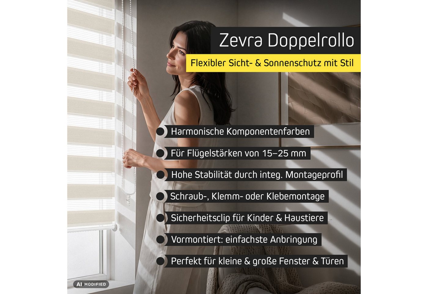 Doppelrollo Zevra Doppelrollo Duo Rollo 30x120cm hellgrau hellgrau, Victoria M., halbtransparent, ohne Bohren, freihängend, verschraubt, Feuchtraumgeeignet, Sichtschutz oder Durchsicht Bild 3