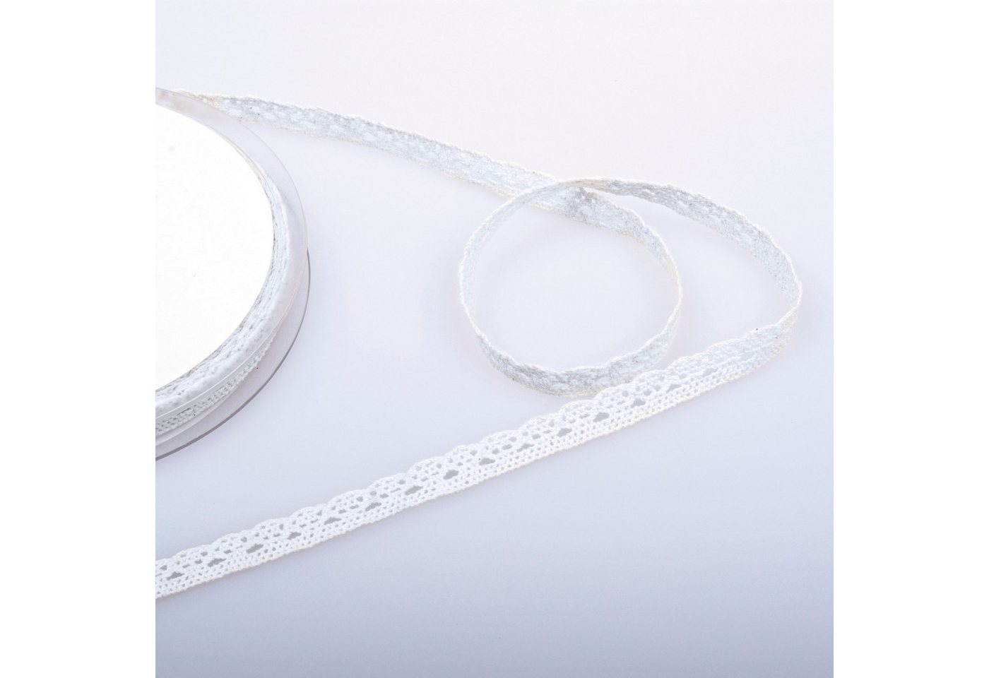 Deko AS Dekoband Häkel-Spitzenborte - 10mm Breite - 10m Rolle - creme - 18013