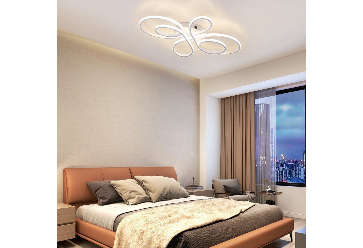 Nettlife LED Deckenleuchte Wohnzimmer Modern Schwarz/Weiß Fernbedienung Dimmbar 40/66/80/100CM, 3000K-6500K/Dimmbar mit Fernbedienung, LED fest integriert, warmweißem, kaltweißem, Schlafzimmer, Wohnzimmer, Büro, Arbeitszimmer, Küche