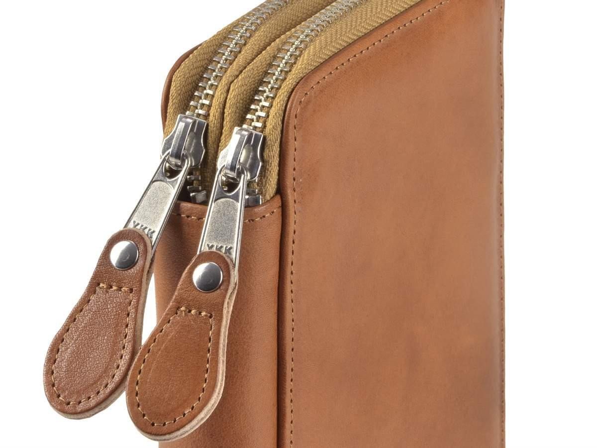 Sonnenleder Federtasche Bosse Schüleretui Leder mit 2 Reißverschlussfächern Stiftemappe, Stifteetui, Schüleretui, 2-Fächer, 28 Stiftschlaufen, Rindleder Bild 4