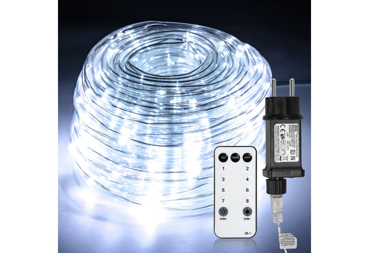 Clanmacy LED-Lichterschlauch LED Lichterschlauch Lichterkette 8 Modi IP65 Wasserdicht Kaltweiß 20M Bild 5