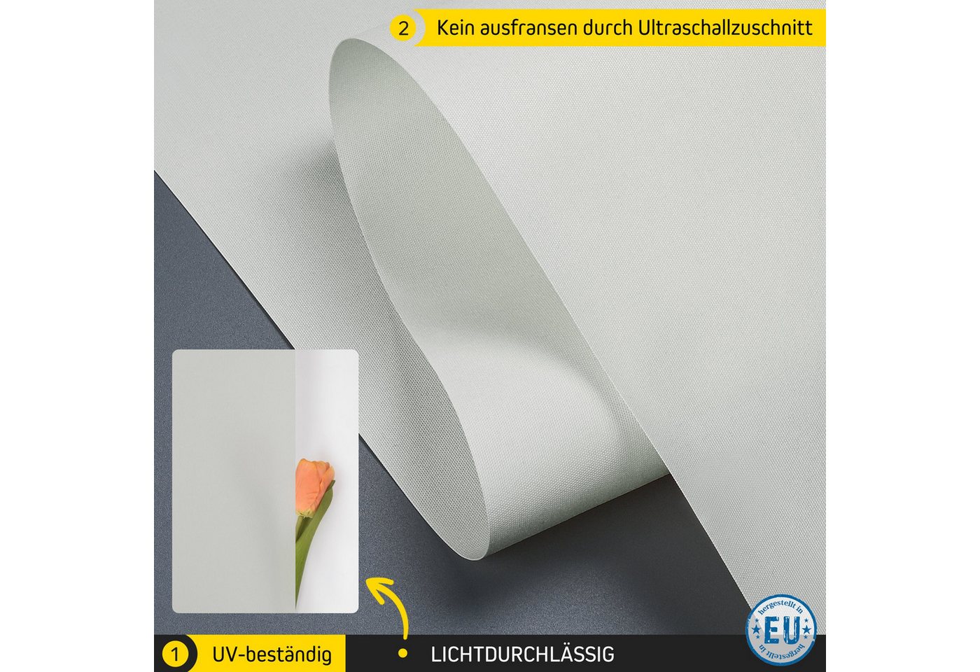 Rollo Lichtdurchlässig, 35 x 130 cm, hellgrau [Stoffbreite 31,6 cm], jalousiescout, blickdicht, ohne Bohren, freihängend, Klemmfix, vormontiert, mit Kindersicherung, für Fenster und Türen, Sichtschutz Bild 4