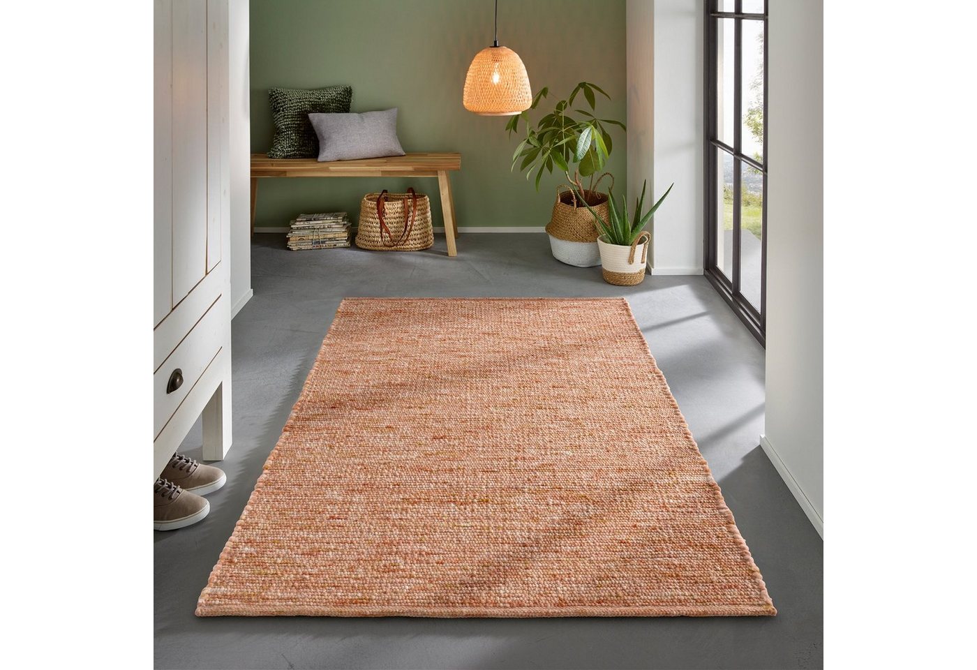 TaCa Home Wollteppich Wollteppich frei von Mottenschutzmitteln, rechteckig, Höhe: 10 mm, nachhaltige Schurwolle