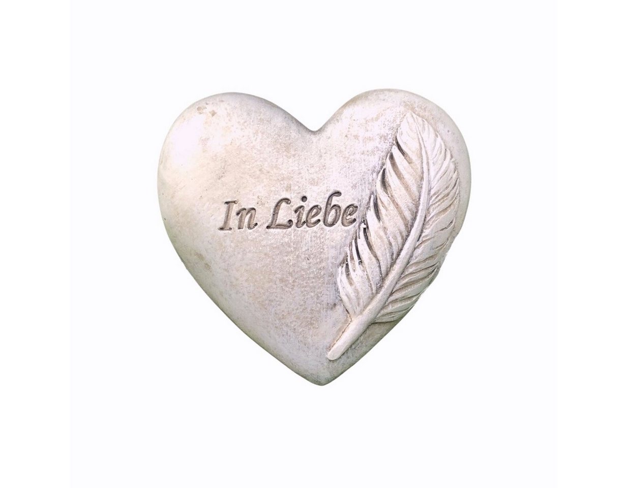 Radami Gartenfigur Grabherz Gedenkstein - In Liebe mit Feder - Grabschmuck Grabdeko Traue Bild 2