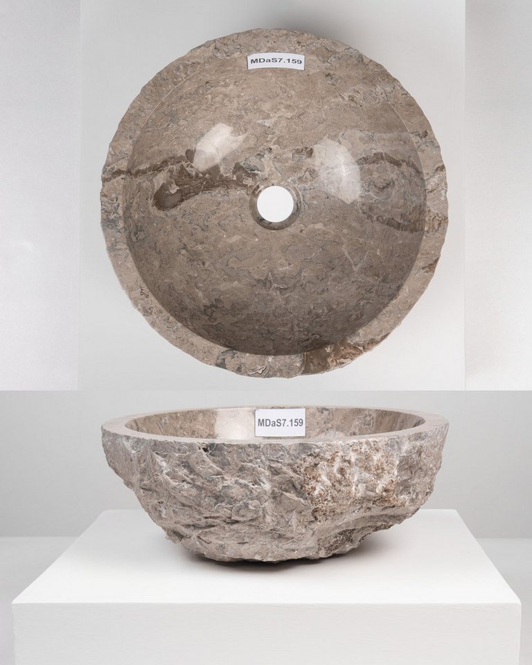 wohnfreuden Aufsatzwaschbecken Erosi Marmor Waschbecken 40 cm grau (Kein Set), 125883_MDaS7.159