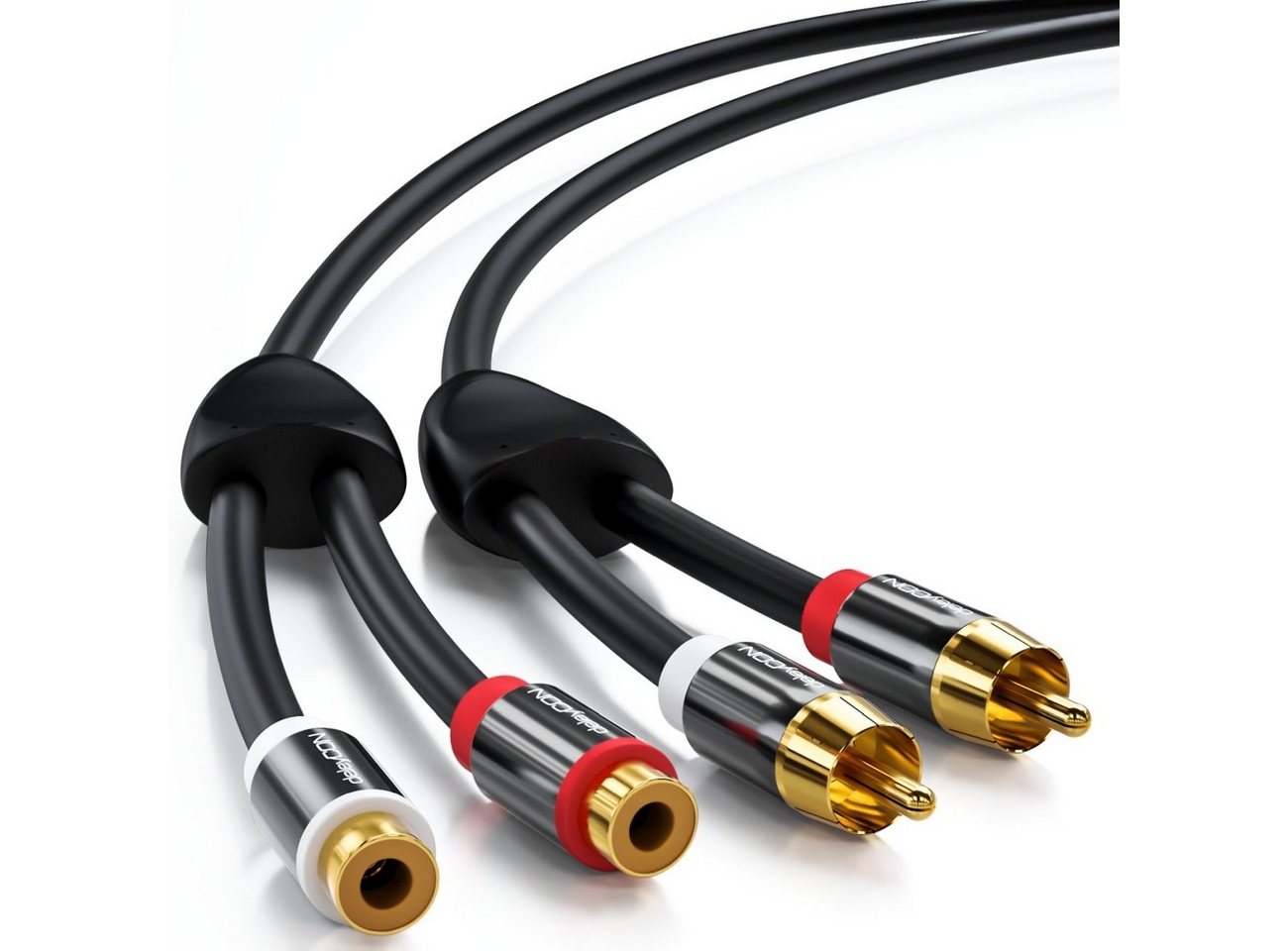 deleyCON deleyCON HQ Cinch Verlängerungs Kabel [5m] 2x RCA Cinch Buchse zu 2x Audio- & Video-Kabel Bild 2