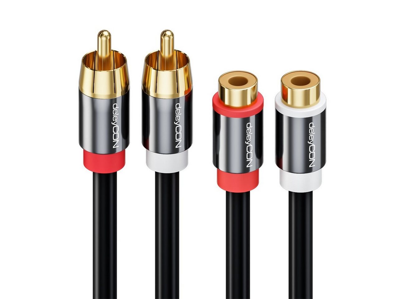 deleyCON deleyCON HQ Cinch Verlängerungs Kabel [5m] 2x RCA Cinch Buchse zu 2x Audio- & Video-Kabel Bild 4