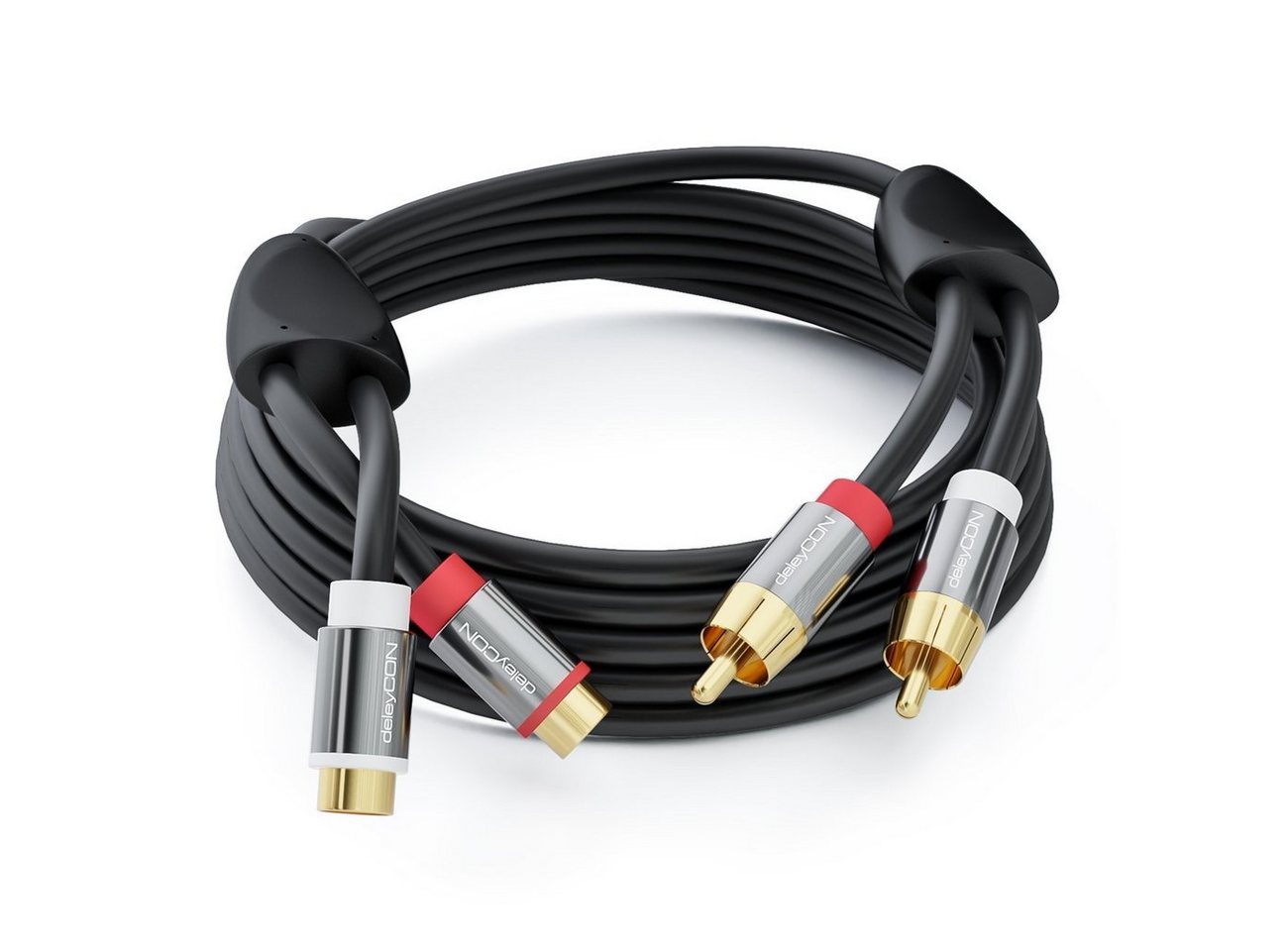 deleyCON deleyCON HQ Cinch Verlängerungs Kabel [5m] 2x RCA Cinch Buchse zu 2x Audio- & Video-Kabel Bild 5