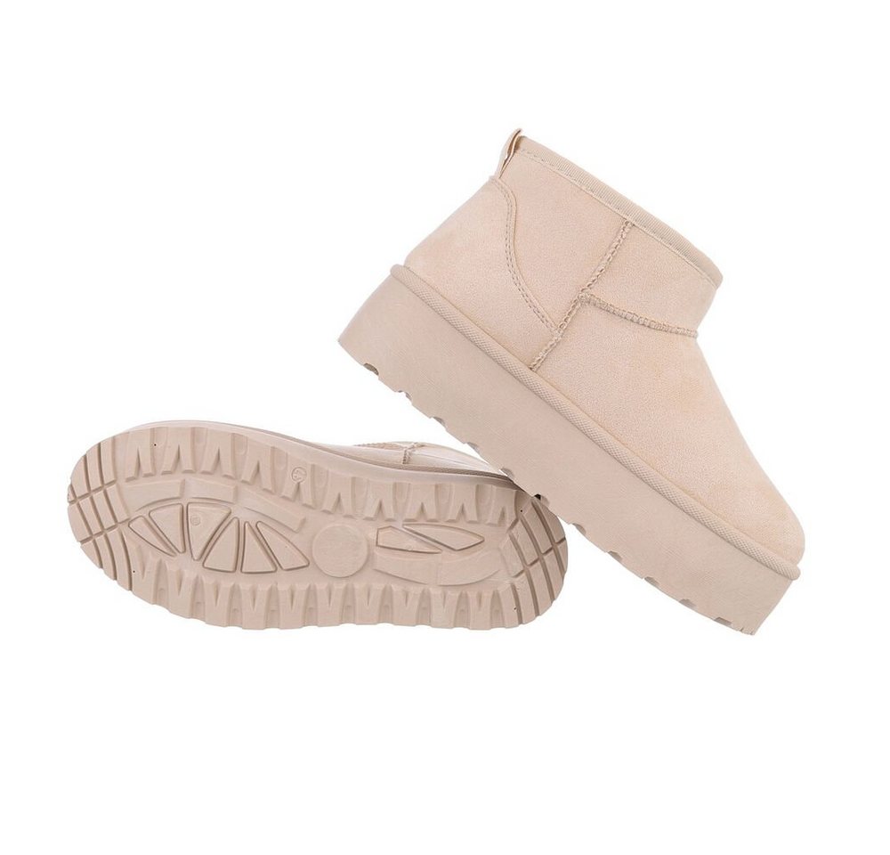 Ital-Design Damen Snowboots Freizeit Snowboots Plateaustiefeletten Snowboots (84338280) Flach Plateaustiefeletten in Beige Bild 2