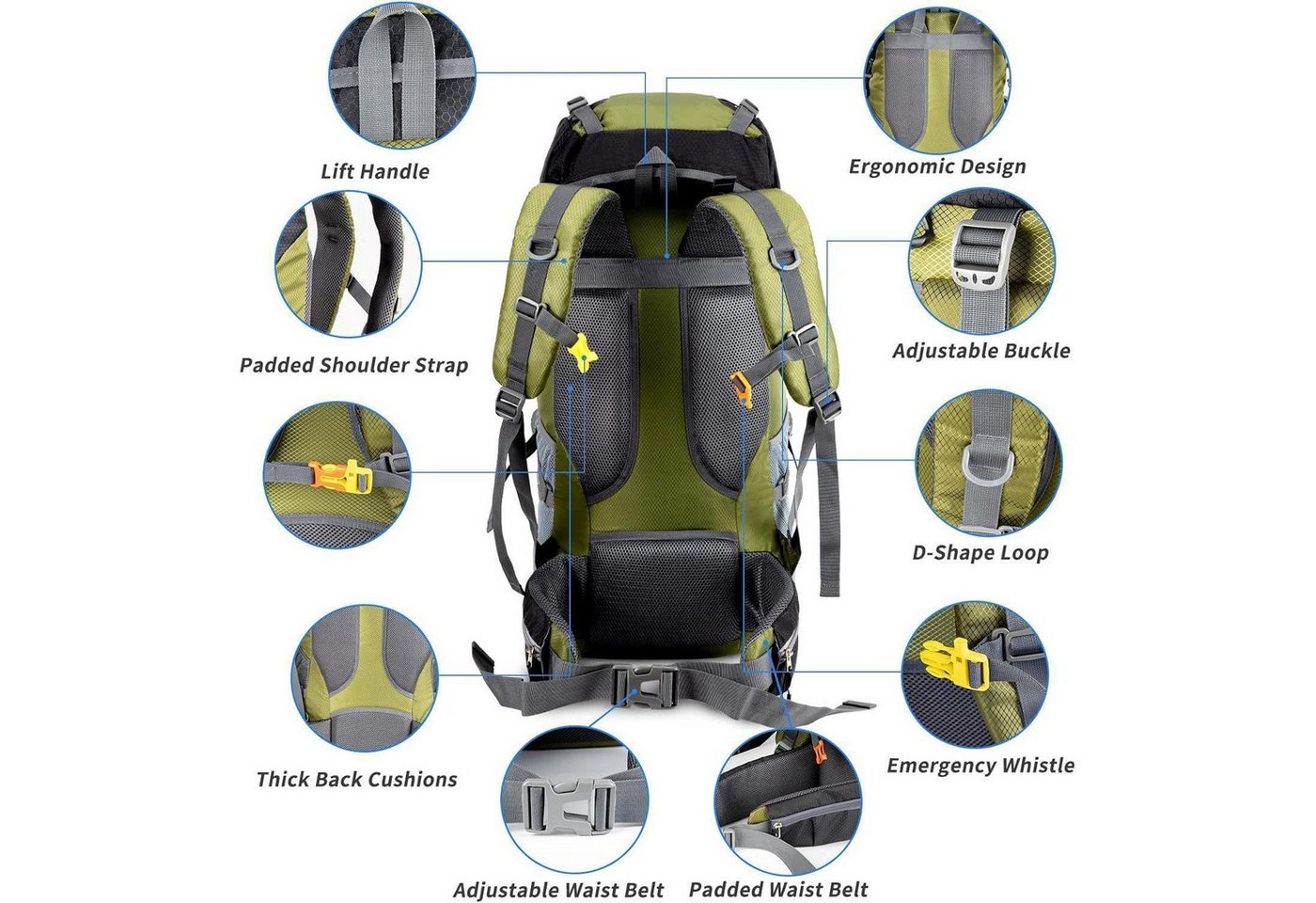 LuxusKollektion Wanderrucksack Night Cat 90L Trekkingrucksack für Herren und Damen Blueberry Bild 4