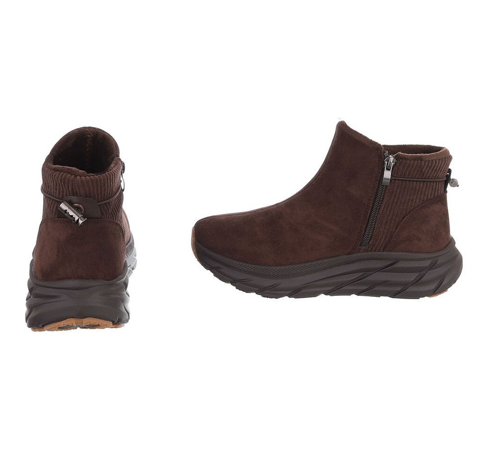 Ital-Design Damen Slip-on Boot mit Profilsohle Snowboots (92497464) Keilabsatz/Wedge Stiefeletten in Braun Bild 2