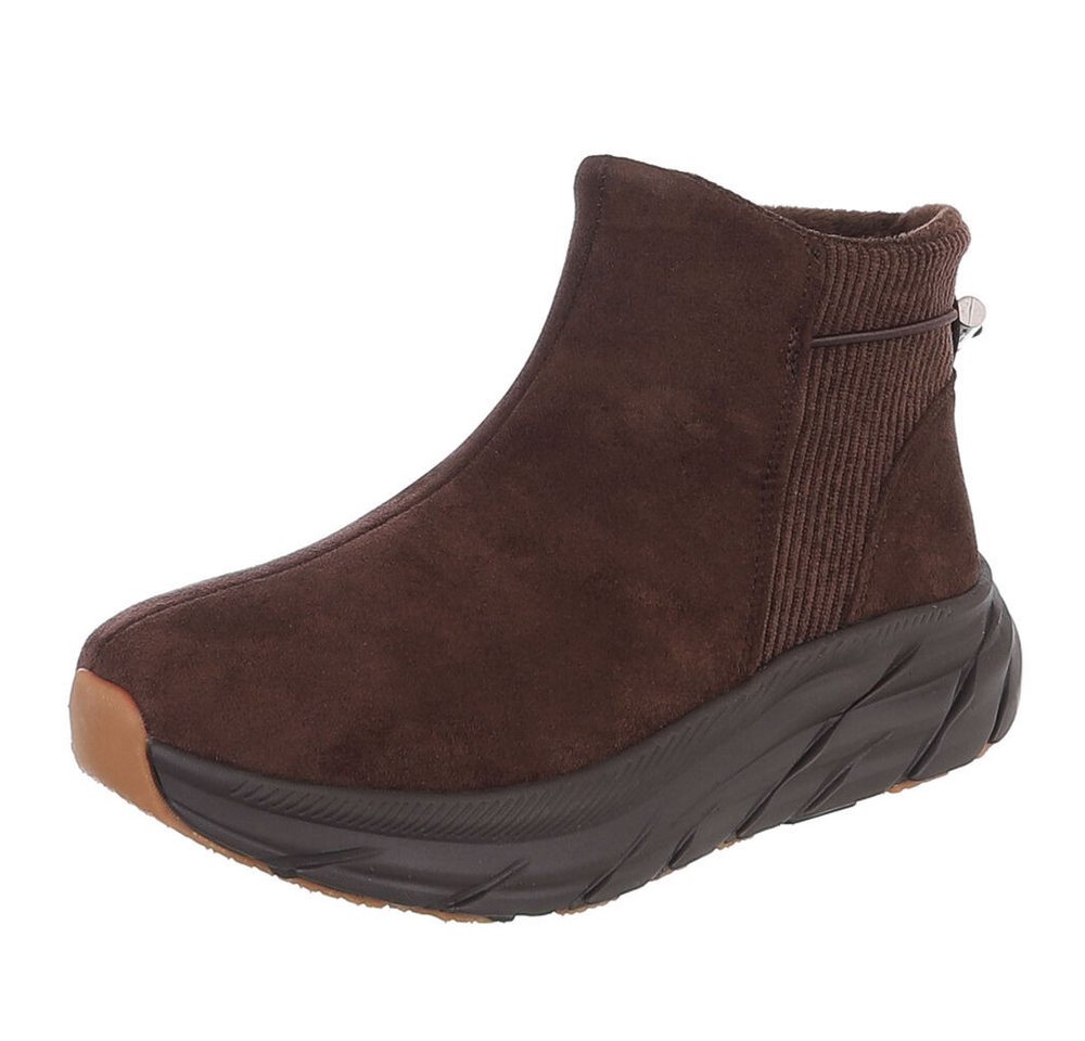 Ital-Design Damen Slip-on Boot mit Profilsohle Snowboots (92497464) Keilabsatz/Wedge Stiefeletten in Braun Bild 5