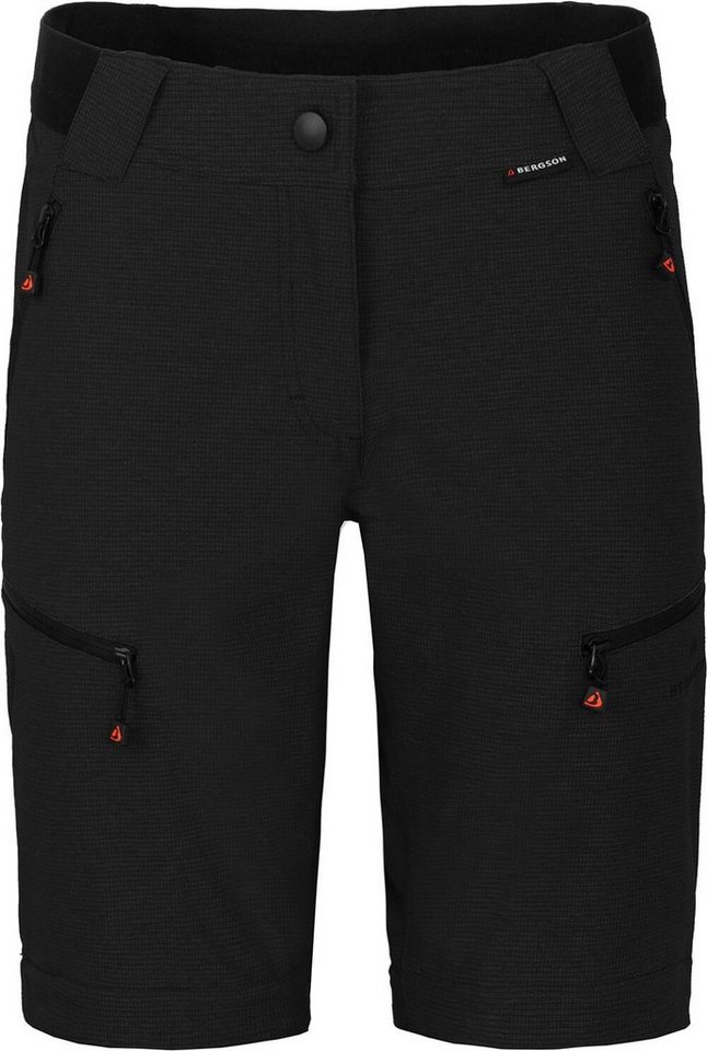 Bergson Outdoorhose PORI Doppel Zipp-Off mit T-ZIPP Damen Wanderhose, robust elastisch, Langgrößen, schwarz