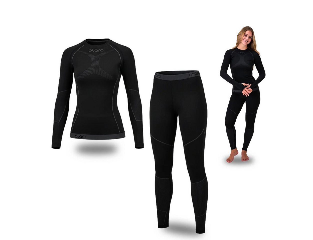 Otaro Thermounterhose Thermounterwäsche Damen Set, warme Unterwäsche & lange Unterhose (Die perfekte Skiunterwäsche, 2-St., 2-teiliges Set) Wärmeisolierend, Atmungsaktiv, Schnelltrocknend Bild 3