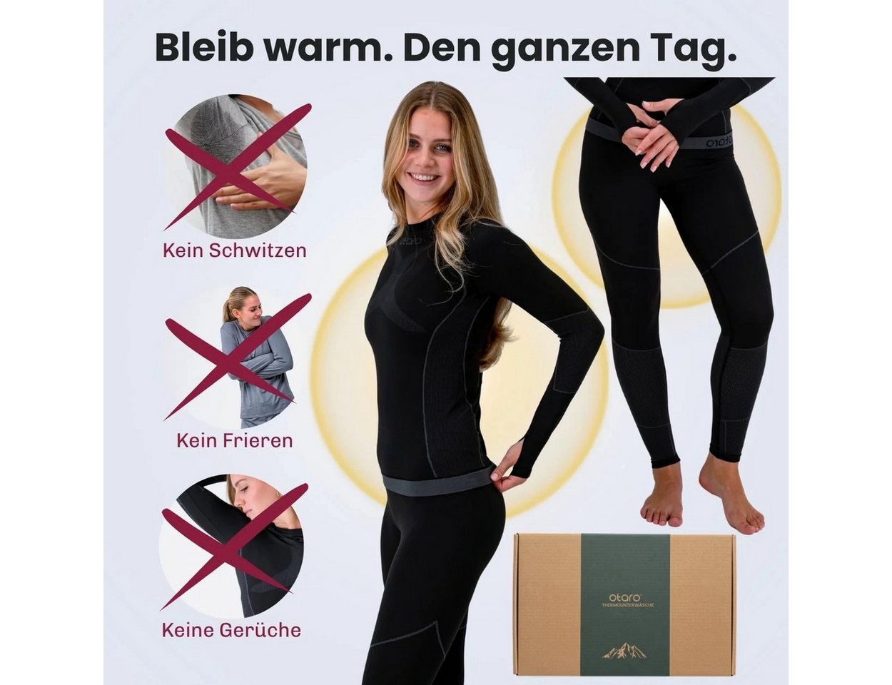 Otaro Thermounterhose Thermounterwäsche Damen Set, warme Unterwäsche & lange Unterhose (Die perfekte Skiunterwäsche, 2-St., 2-teiliges Set) Wärmeisolierend, Atmungsaktiv, Schnelltrocknend Bild 4