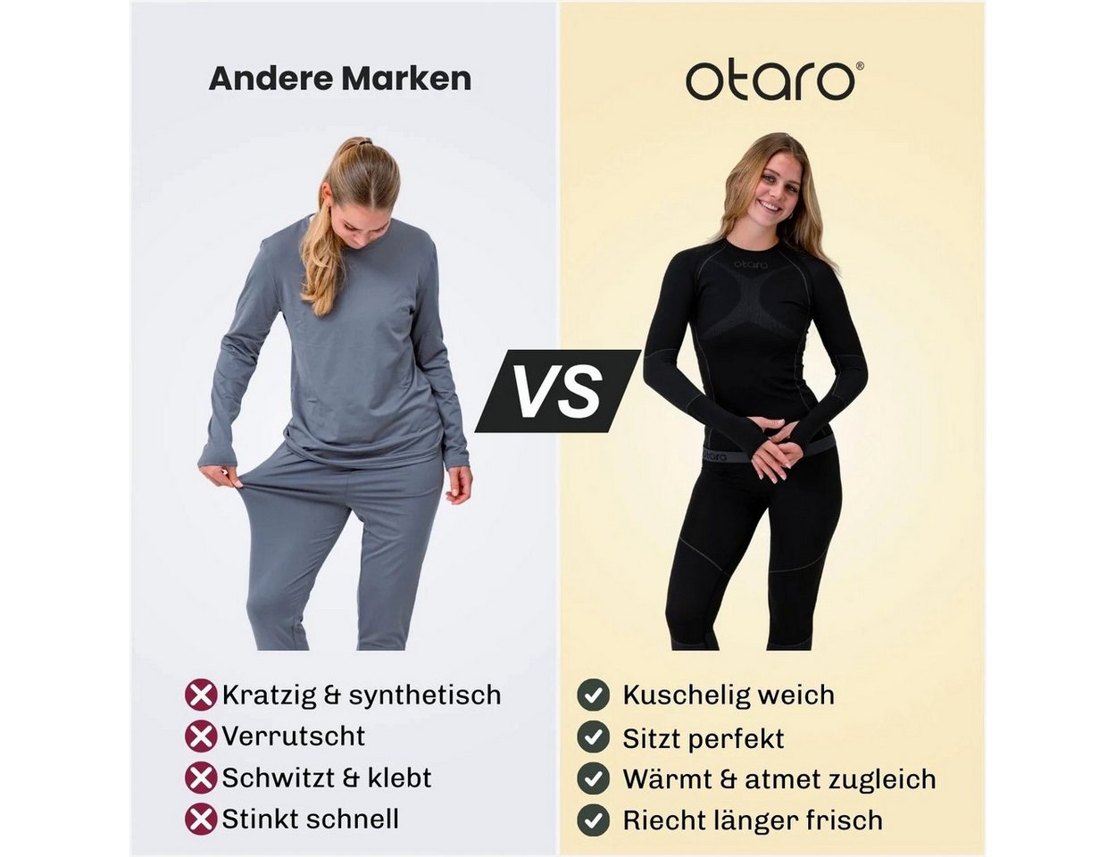 Otaro Thermounterhose Thermounterwäsche Damen Set, warme Unterwäsche & lange Unterhose (Die perfekte Skiunterwäsche, 2-St., 2-teiliges Set) Wärmeisolierend, Atmungsaktiv, Schnelltrocknend Bild 5