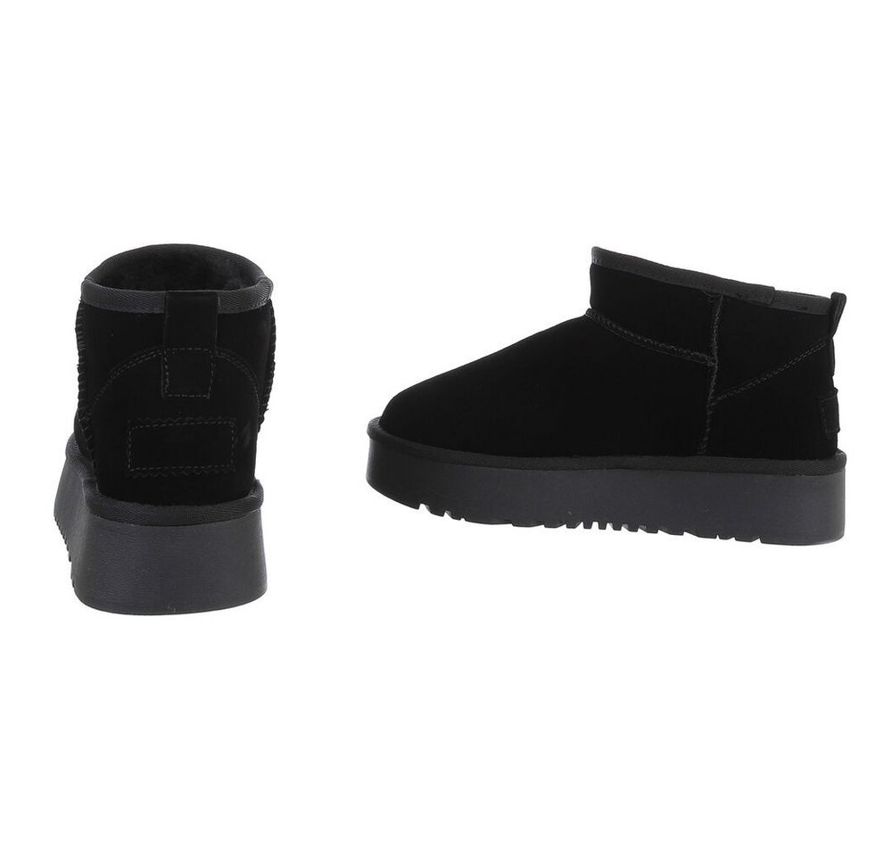 Ital-Design Stilvolle Damen-Lederschuhe für Freizeit und Alltag Snowboots (88519344) Flach Stiefeletten in Schwarz